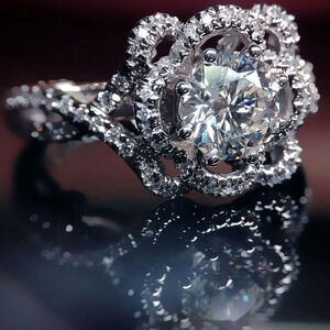 ▶925 Silver Plated Twisted Vintage Carved Bridal Beautiful Wedding Ring, L150